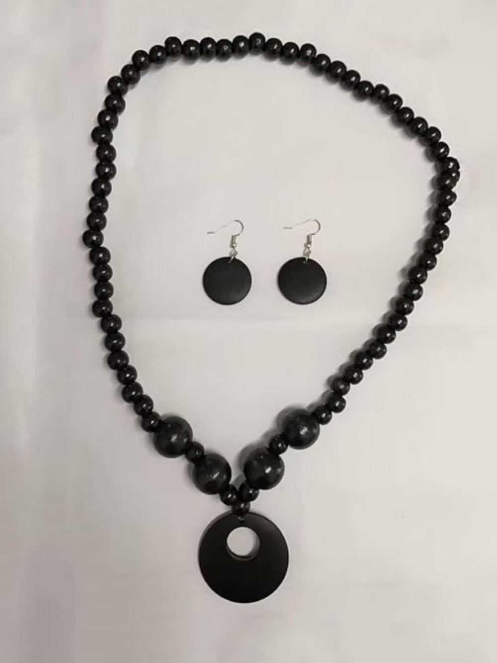 Bohemian Yellow Necklace Earrings Jewelry Set for Women Colorful Chunky Wood Bea